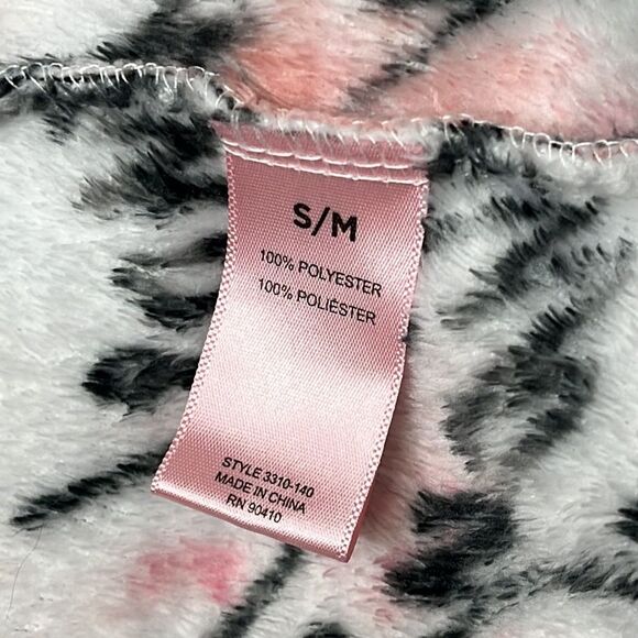 Juicy Couture Robe Sleepwear S/M Watercolor Logo Short with Tie Pink White Black - Picture 10 of 11